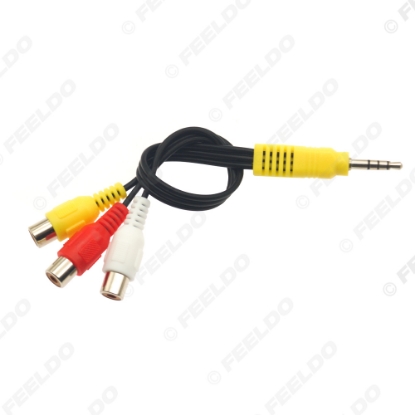 Picture of 1PC 3.5mm TRRS To 3-RCA Female Audio Video Adapter Standard Converter Wire For Speaker TV Box CD DVD Player AUX Cable 25cm 