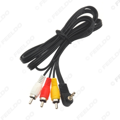 Picture of 3.5mm TRRS Jack 90° To 3-RCA Male Audio Video Adapter AUX Cable Standard Converter Wire For Speaker TV Box CD DVD Player 1.2M