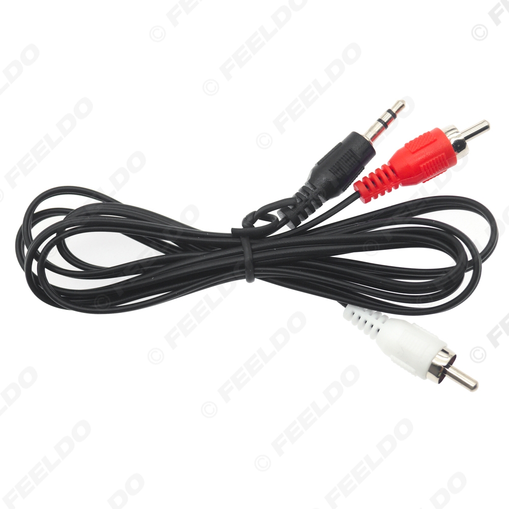 Picture of 1PC 3.5mm Audio Jack To 2-RCA Male Plug Audio Video Adapter Standard Converter Wire For Speaker TV Box CD DVD Player AUX Cable 30cm