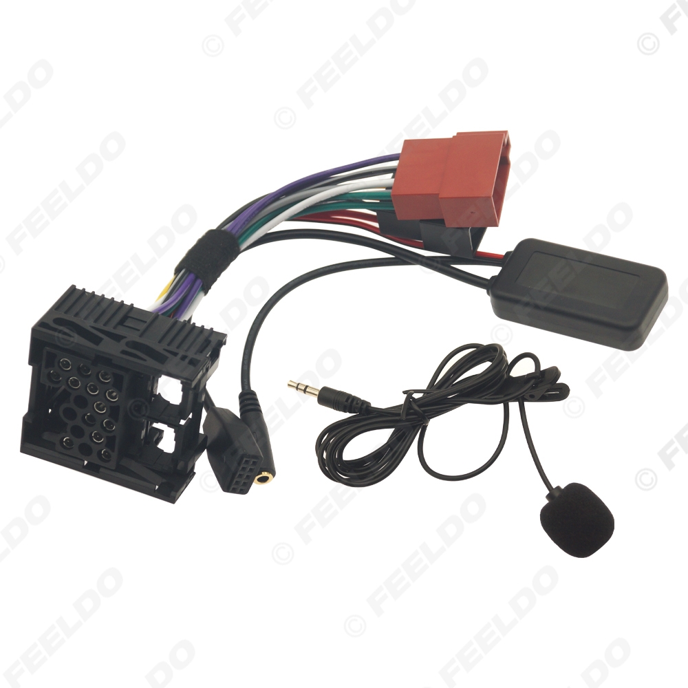 Picture of Car AUX Bluetooth Module Wire Harness With Micphone For BMW (1986-2003) 17-Way Round Pin Block Stereo To ISO Adapter