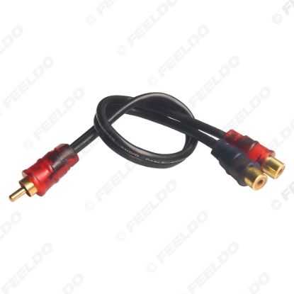 Picture of Car Audio Video 1-RCA Male To 2-RCA Female Jack Plug AV Extension Cable Stereo AV Connector Cord Media Player Adapter