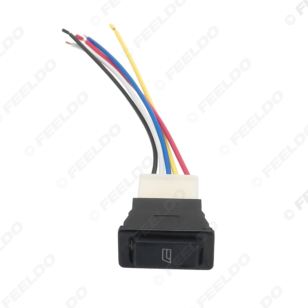 Picture of 12V/24V 20A Universal 5Pins Car Power Window Switch with Green Illumination Indicator Wiring Cable 