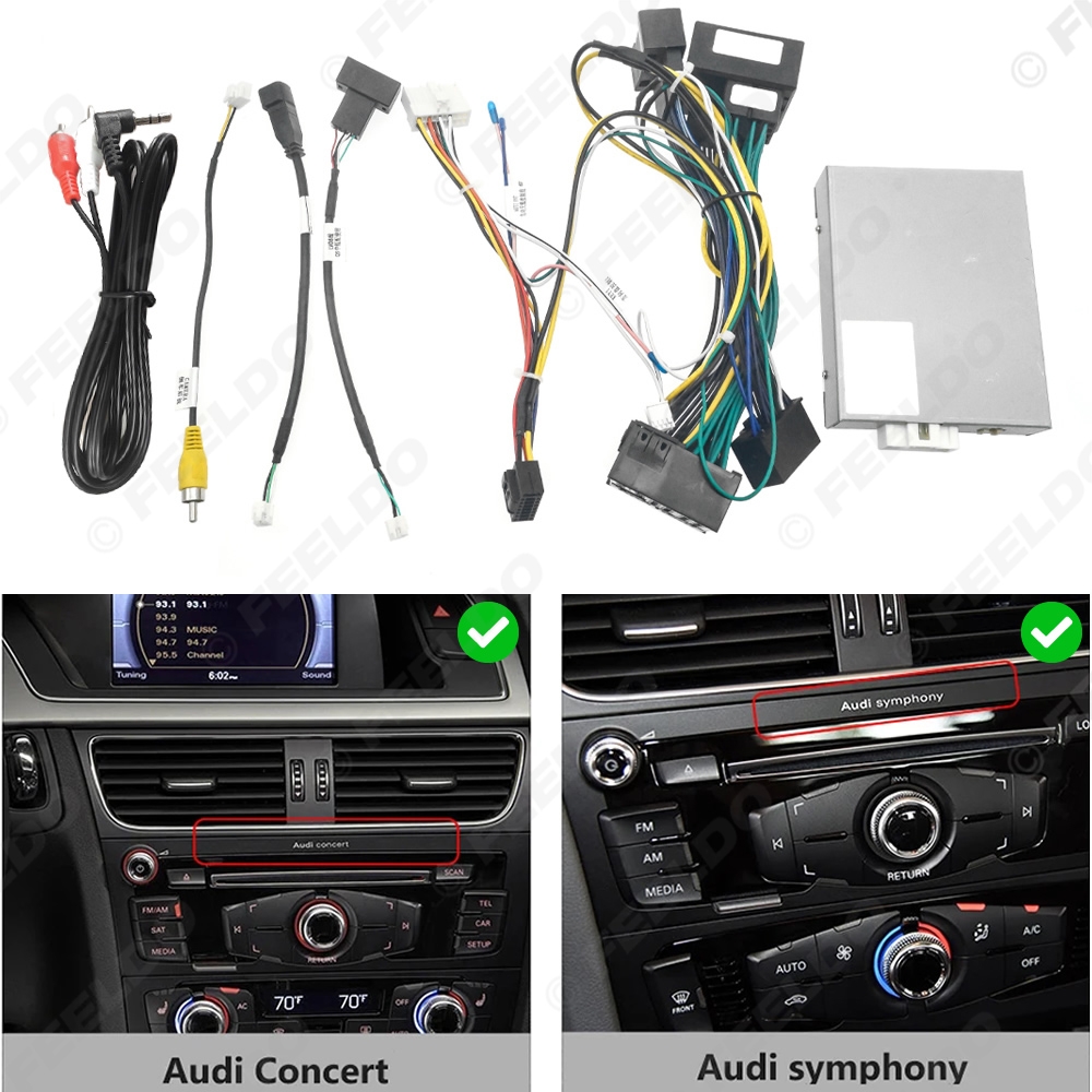 Picture of Car 16pin Power Cord Wiring Harness Adapter With Canbus And LVDS For Audi Q5/A4L/A1 (11-15) Medium/Low Level Trim Stereo