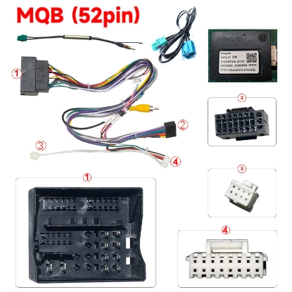 Picture of Car 16pin Power Calbe Wiring Harness & Antenna Adapter With Canbus Box For Volkswagen/Skoda MQB Platform