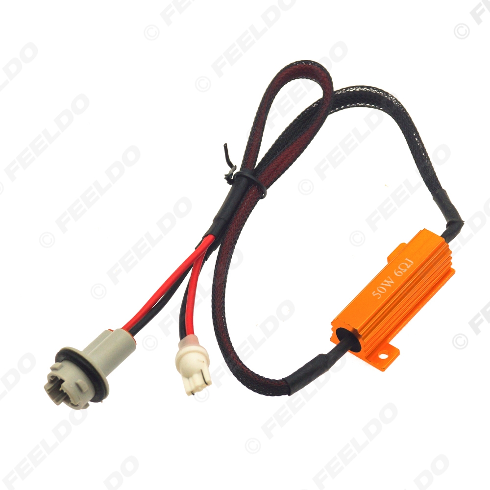 Picture of Car A50W 6Ohm T15 LED Light Warning Cancellor Decoder Load Resistor Socket Plug Error Wiring Harness