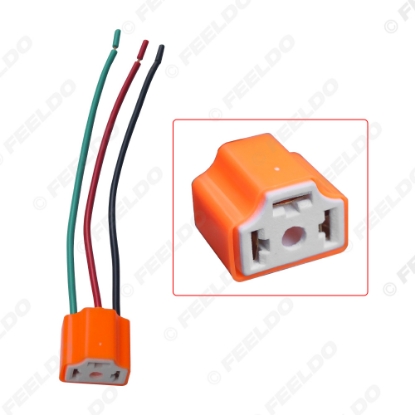Picture of H4 Female Ceramic Headlight Connector Pigtail Plug Adapter Socket 