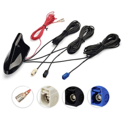 Picture of DAB Aerial Car Aerial Splitter Fakra Adapter AM/FM Aerial DAB Radio Fakra GPS Roof Antenna Signal Amplifier Car Shark Fin Antenna with Extension Cable RG174 500cm for Car AM/FM GPS DAB 